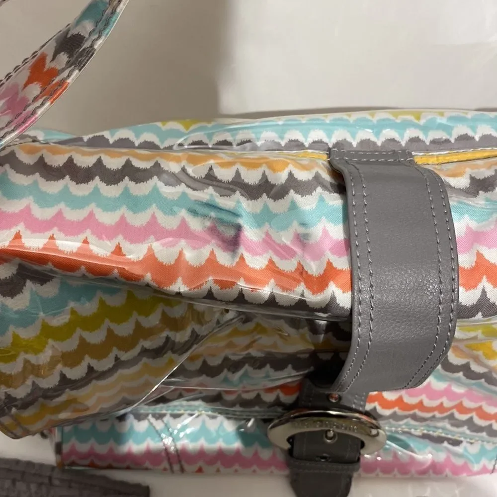 Kalencom New Orleans Diaper Bag Set Chevron Wave Laminated Multicolor NWT